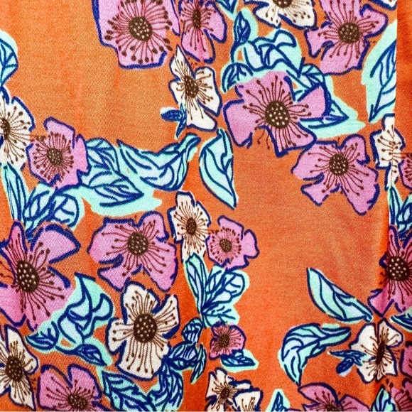 FRNCH Vera Top Gigliola Print Orange Floral Tie Italian Made Feminine Romantic S - Picture 8 of 14